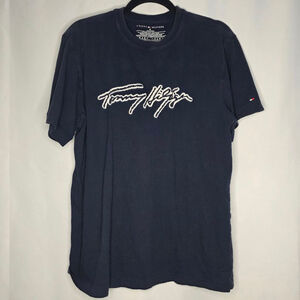 Tommy Hilfiger Navy White Signature Logo Short Sleeve Tee Medium
